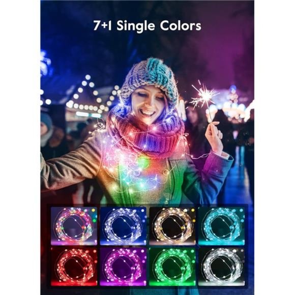 Fairy Lights Color Changing - 33 FT 100 LED String Lights with Remote, 11 Modes - Picture 6 of 7